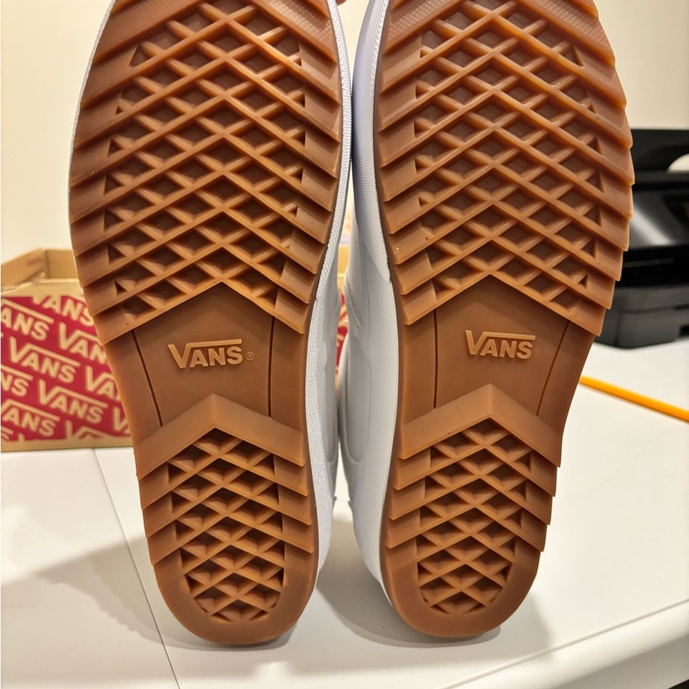 Vans White Slip-On Platform Sneakers with Gum Sole - Picture 4 of 9